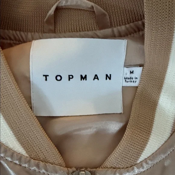 Topman Beige Satin Bomber Jacket - Picture 2 of 5